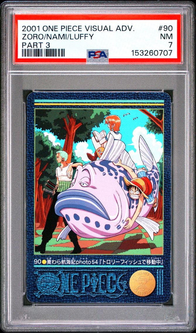 2001 #90 Luffy/Nami/Zoro PSA 7 Carddass One Piece Visual Adventure Part 3