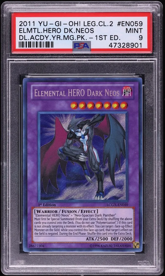 2011 #LCGX-EN059 Elemental Hero Dark Neos PSA 9 Yu-Gi-Oh! LGCX 1st Edition Secret Rare
