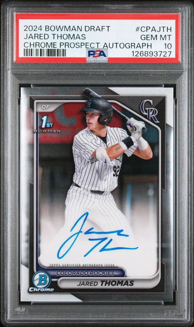 2024 #CPAJTH Jared Thomas PSA 10 Bowman Draft Chrome Prospect Autographs
