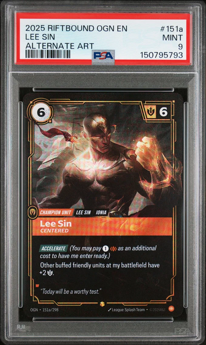2025 #151a Lee Sin - Centered PSA 9 Riftbound: League of Legends Ogn-Origins