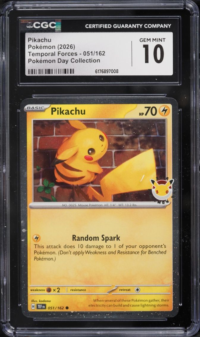 2026 Pokemon Scarlet & Violet Temporal Forces Day Collection Pikachu #51 CGC 10 GEM MINT