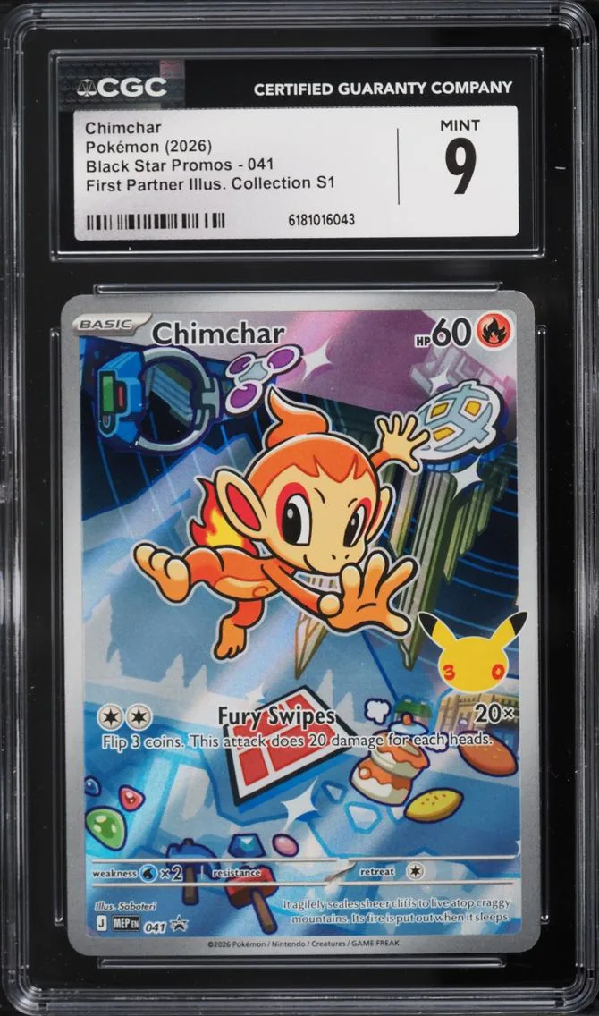 2026 Pokemon Mega Promo First Partner Illustration S1 Full Art Chimchar #41 CGC 9 MINT
