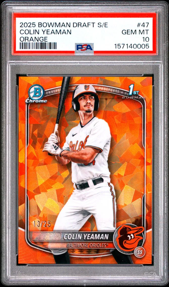 2025 #47 Colin Yeaman PSA 10 Bowman Draft Sapphire Edition