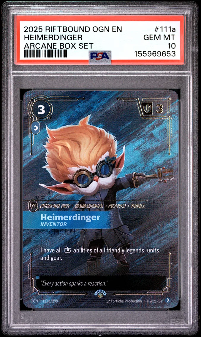 2025 #111a Heimerdinger - Inventor PSA 10 Riftbound: League of Legends Ogn-Origins