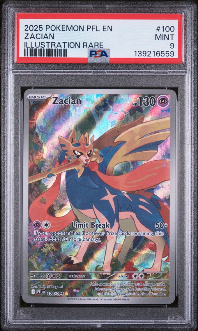 2025 #100 Zacian PSA 9 Pfl EN-Phantasmal Flames