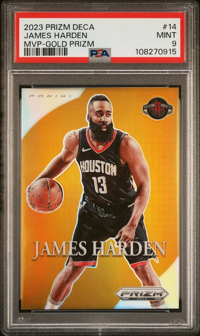 2023 #14 James Harden PSA 9 Panini Prizm Deca Most Valuable Players