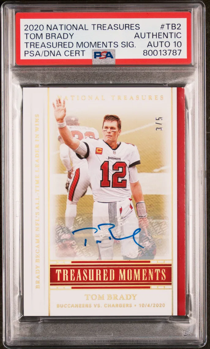 2020 #TB2 Tom Brady PSA Panini National Treasures Treasured Moments Signatures