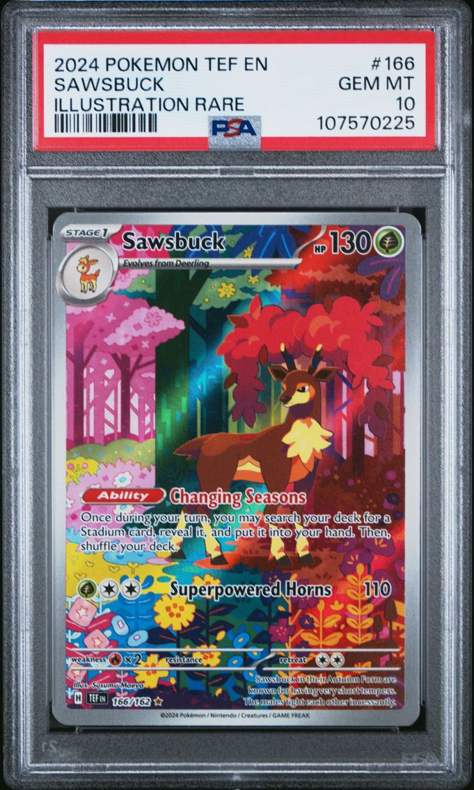 2024 #166 SAWSBUCK PSA 10 POKEMON TEF EN-TEMPORAL FORCES | ILLUSTRATION RARE