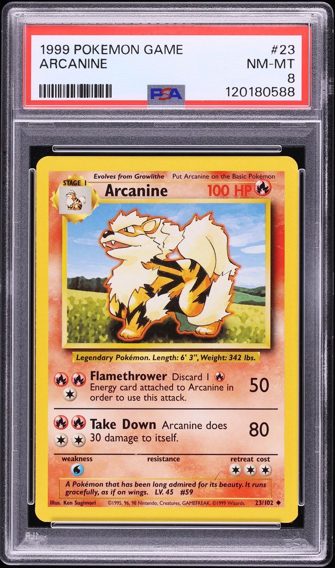 1999 #23 Arcanine PSA 8 Game Pokemon
