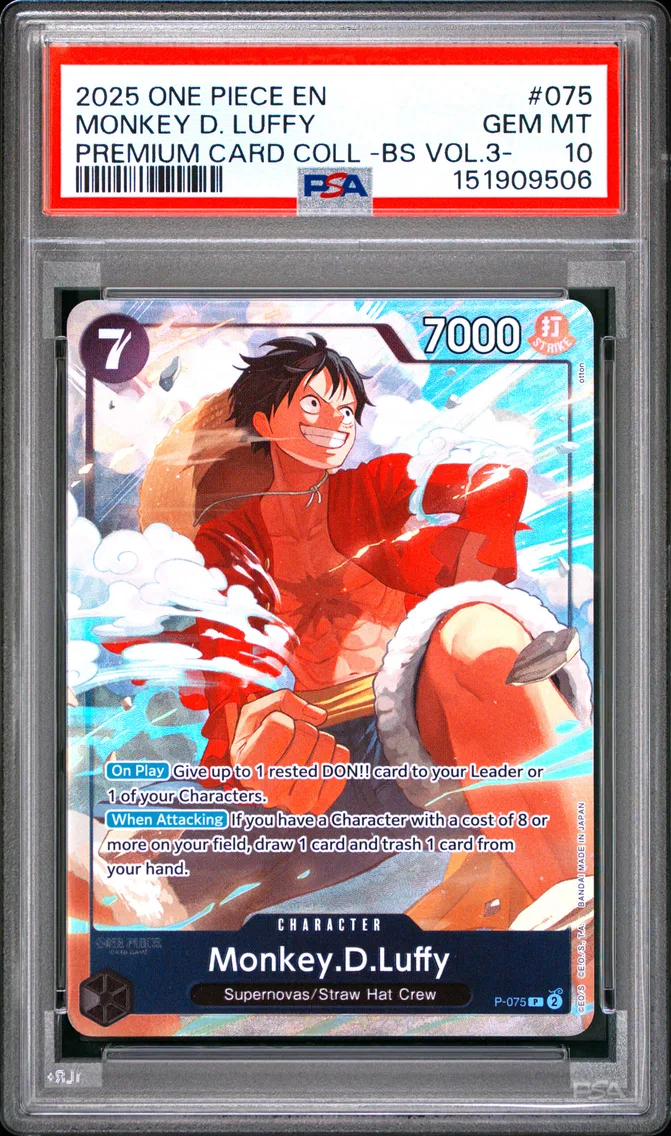 2025 #075 Monkey D. Luffy PSA 10 One Piece Premium Card Collection -Best Selection Vol.3-