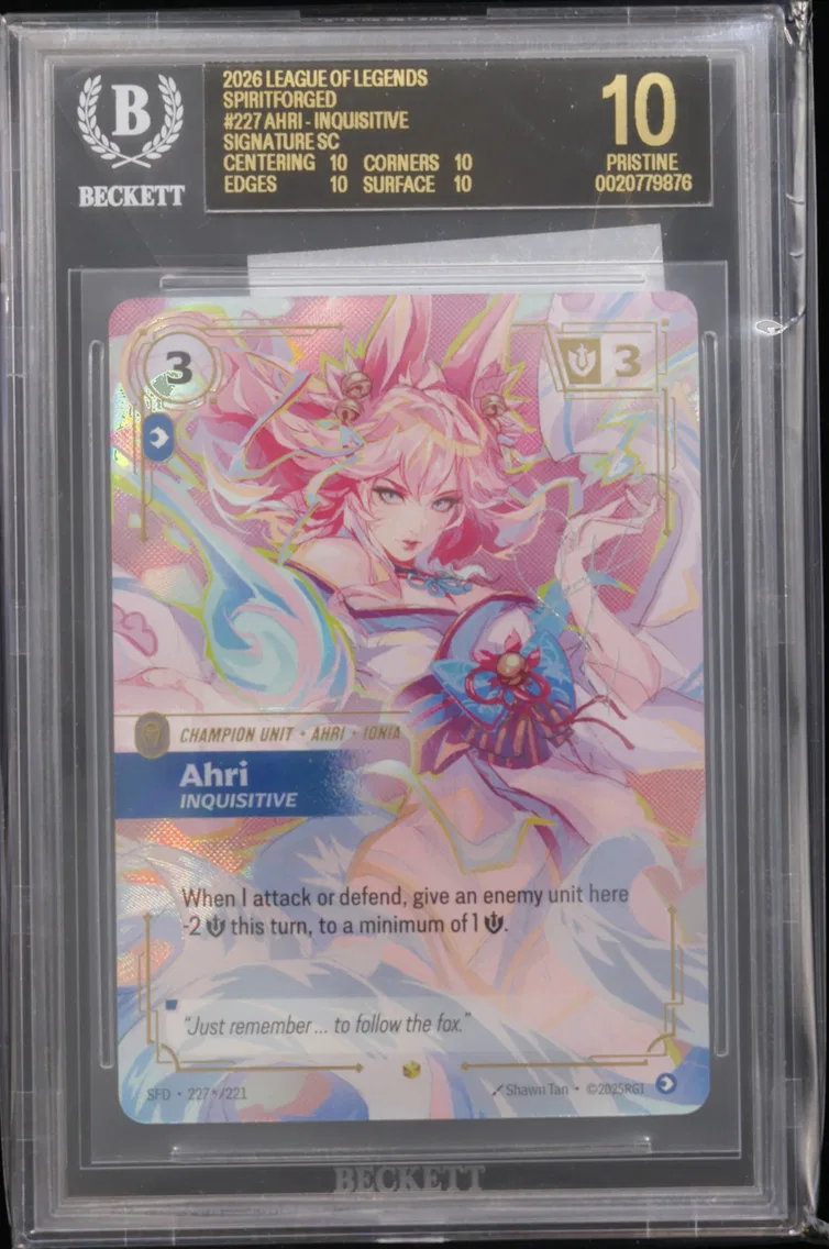 2026 #227* Ahri - Inquisitive SIGNATURE SC BGS 10 Riftbound: League of Legends TCG Spiritforged