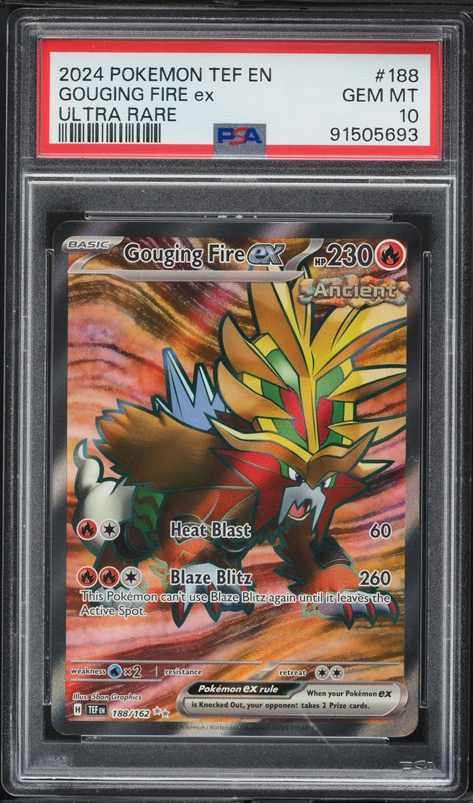 2024 #188 Gouging Fire EX PSA 10 Tef EN-Temporal Forces Pokemon