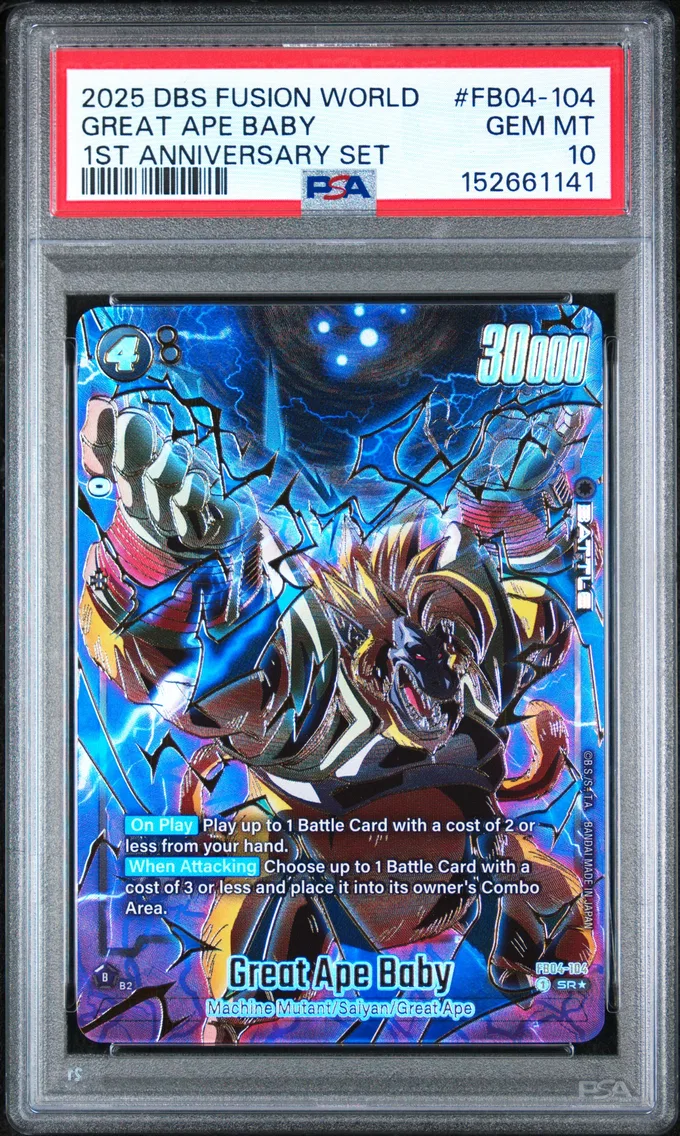 2025 #FB04-104 Great Ape Baby PSA 10 Dragon Ball Super Card Game Fusion World 1st Anniversary Set