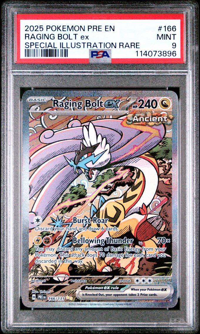 2025 #166 Raging Bolt EX PSA 9 Pre EN-Prismatic Evolutions Pokemon