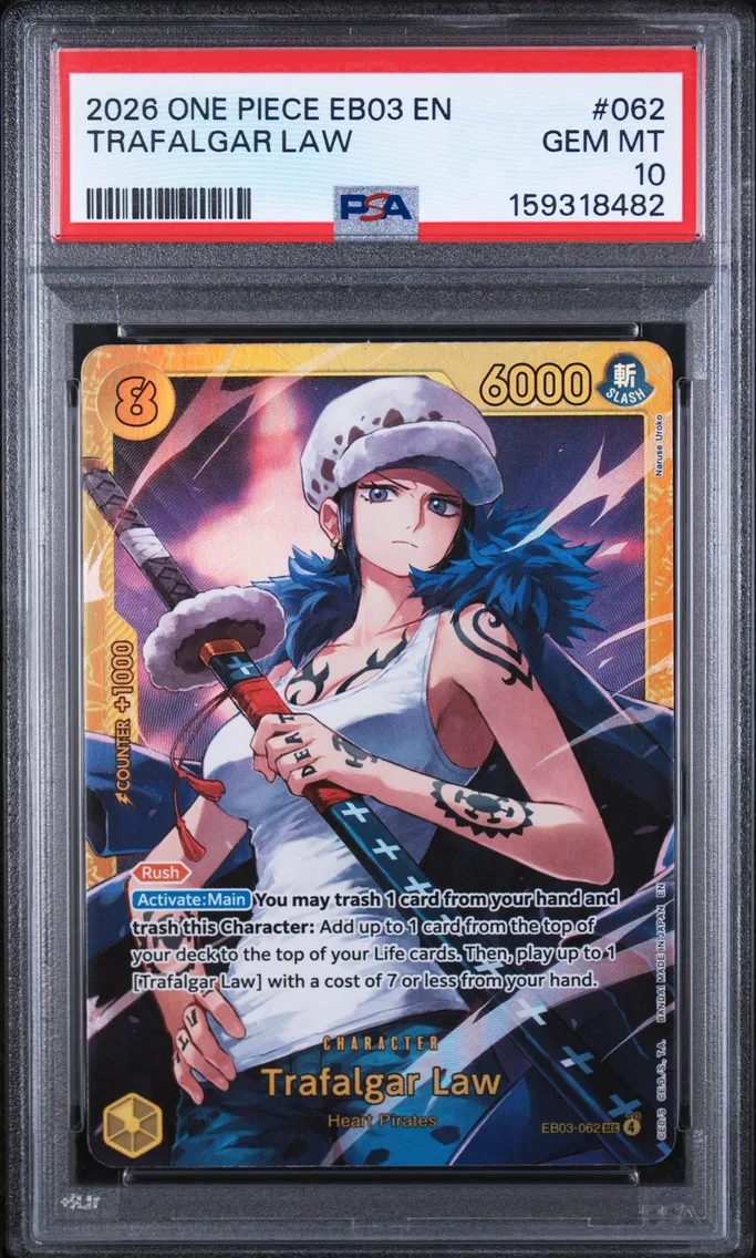 2026 #062 Trafalgar Law PSA 10 One Piece EB03-Extra Booster -One Piece Heroines Edition-