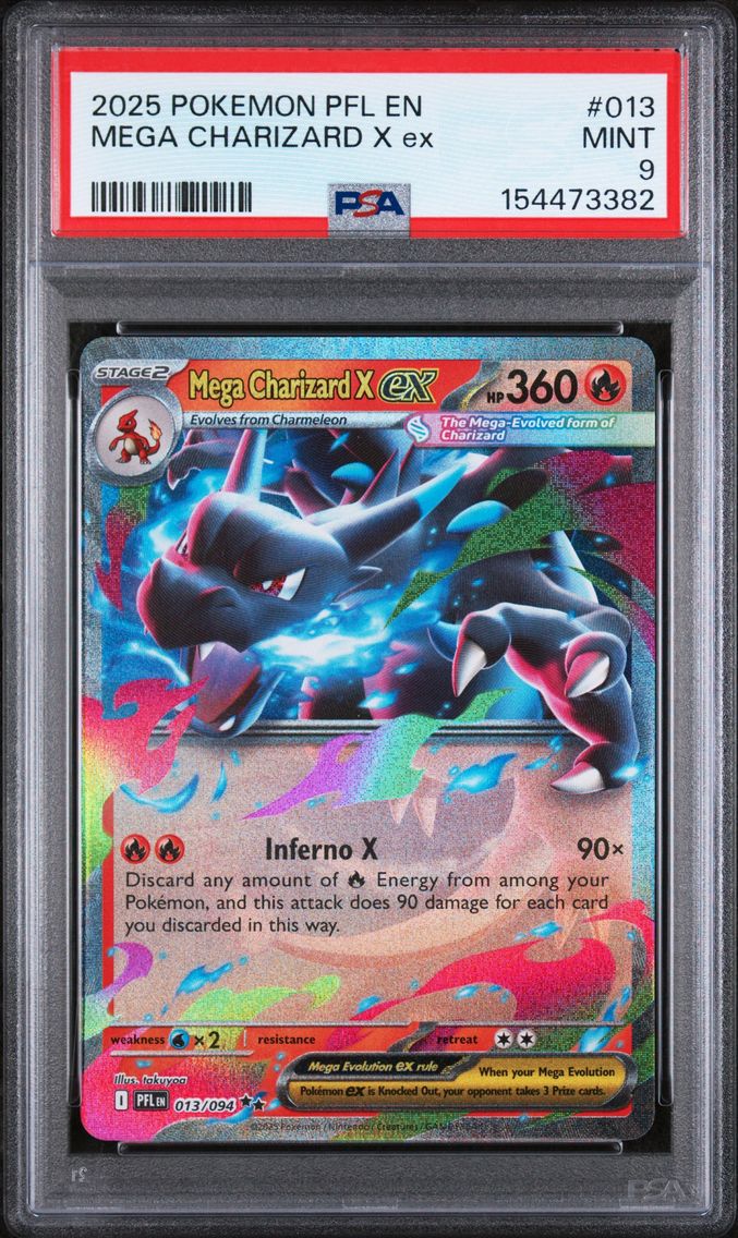 2025 #013 Mega Charizard X EX PSA 9 Pfl EN-Phantasmal Flames