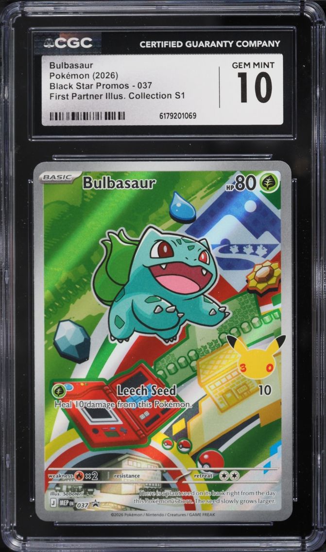 2026 Pokemon Mega Evolution Promo First Partner Illustration Full Art Bulbasaur #37 CGC 10 GEM