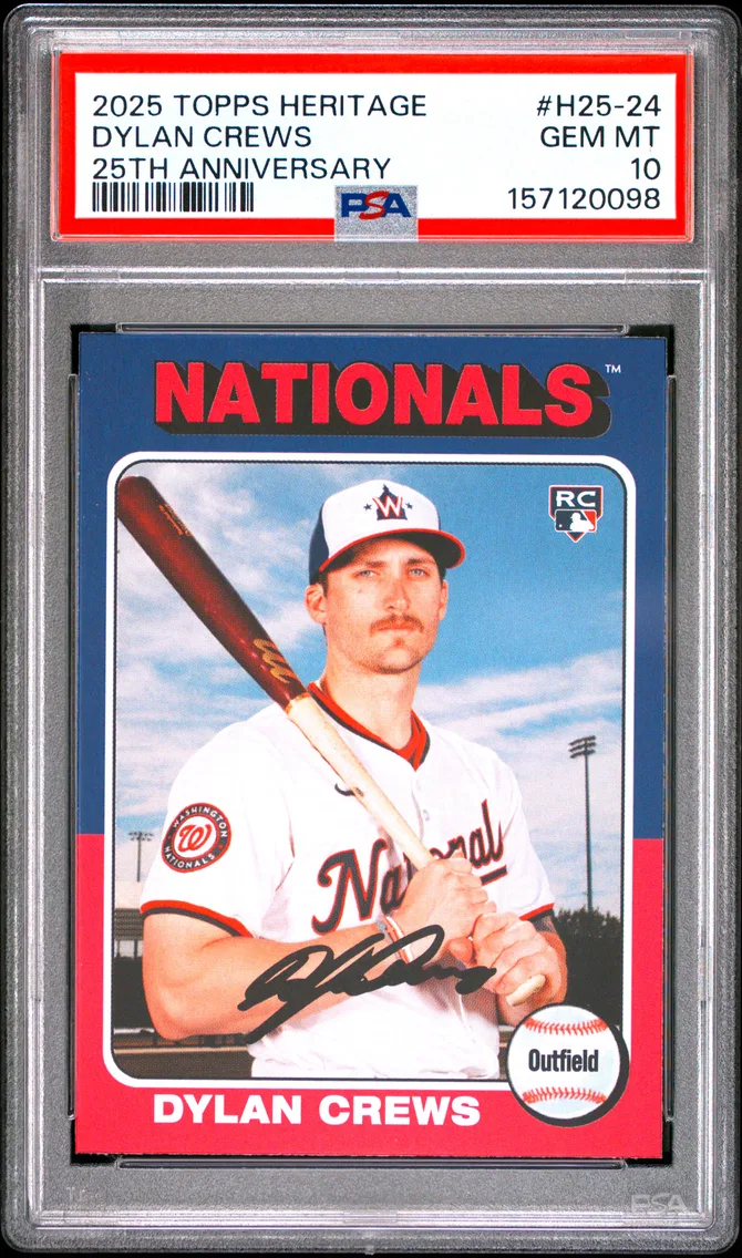 2025 #H25-24 Dylan Crews PSA 10 Topps Heritage Heritage 25th Anniversary