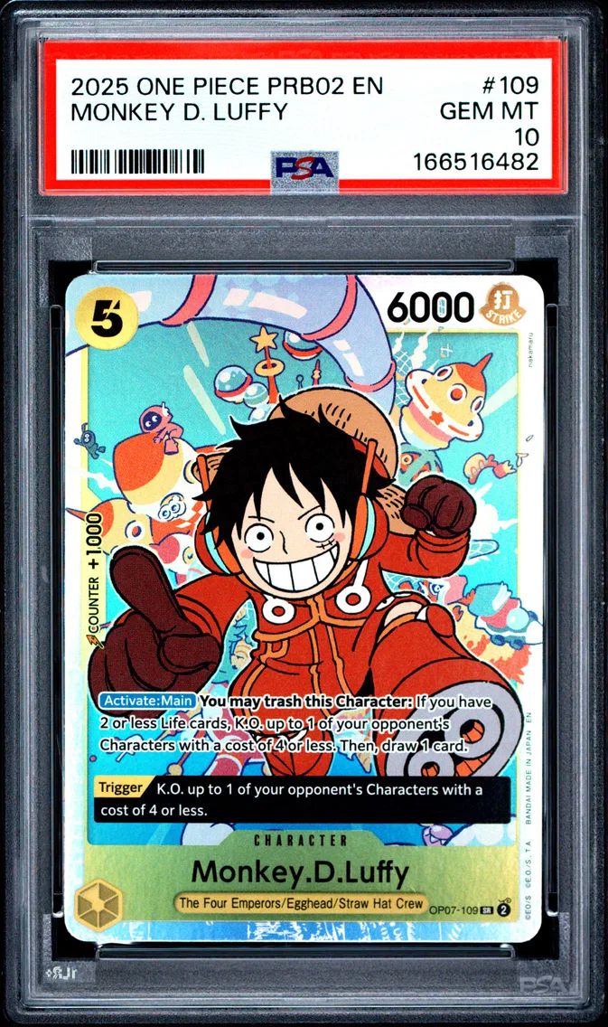 2025 #109 Monkey D. Luffy PSA 10 One Piece PRB02-Premium Booster -One Piece Card the Best- Vol.2