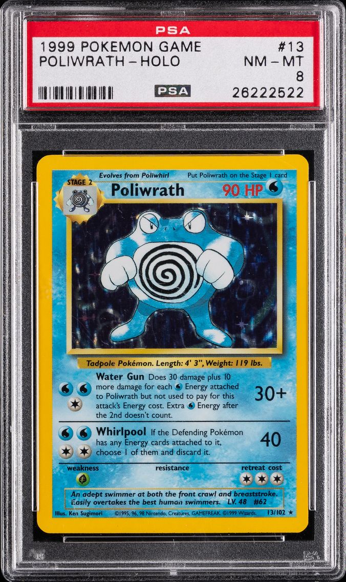 1999 #13 Poliwrath-Holo PSA 8 Game Pokemon