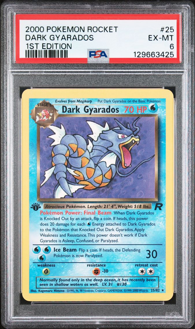 2000 #25 Dark Gyarados 1st Edition PSA 6 Rocket Pokemon