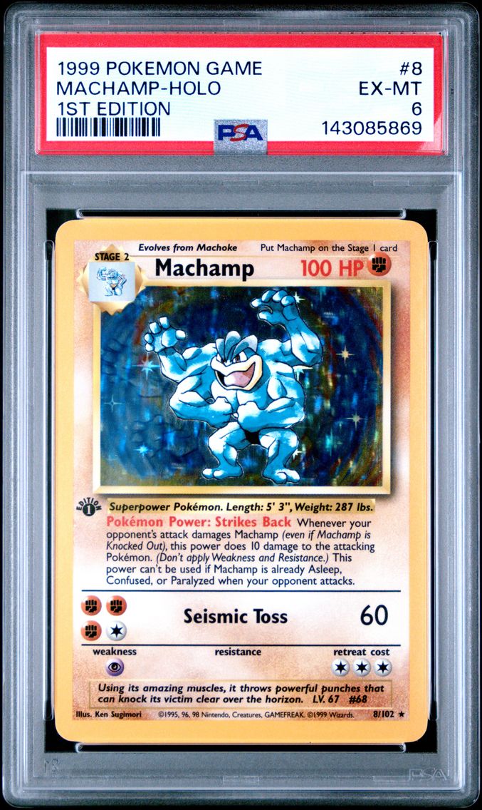 1999 #8 Machamp-Holo 1st Edition PSA 6 Game Pokemon