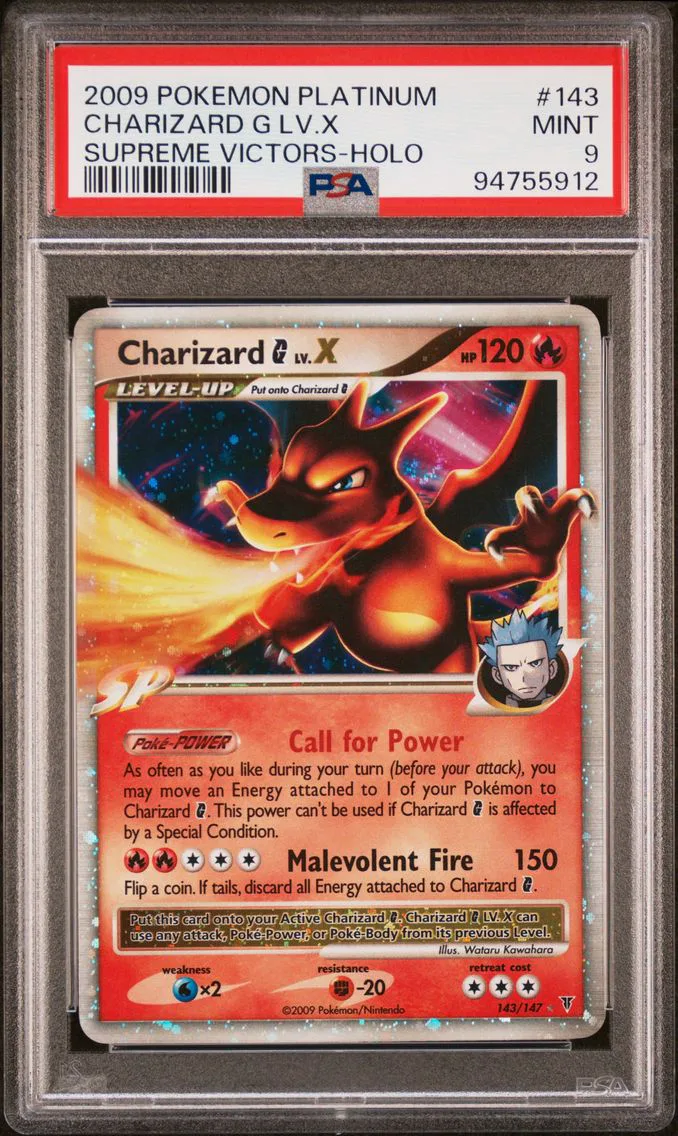 2009 #143 Charizard G LV.X-Holo PSA 9 Platinum Supreme Victors