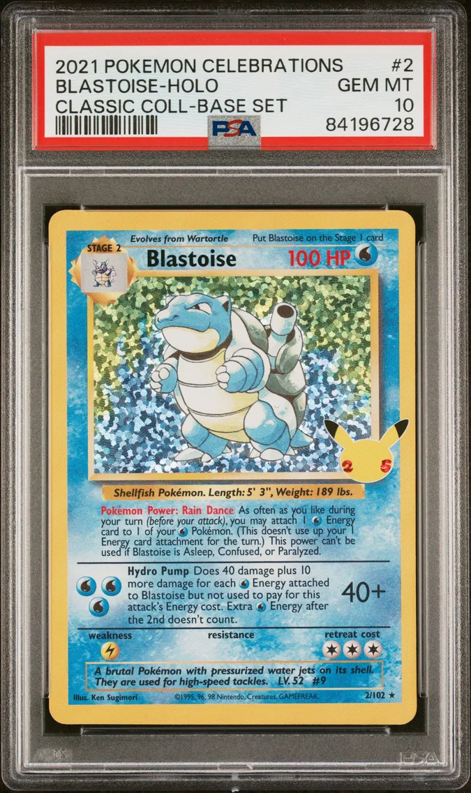 2021 #2 Blastoise-Holo PSA 10 Celebrations Classic Collection