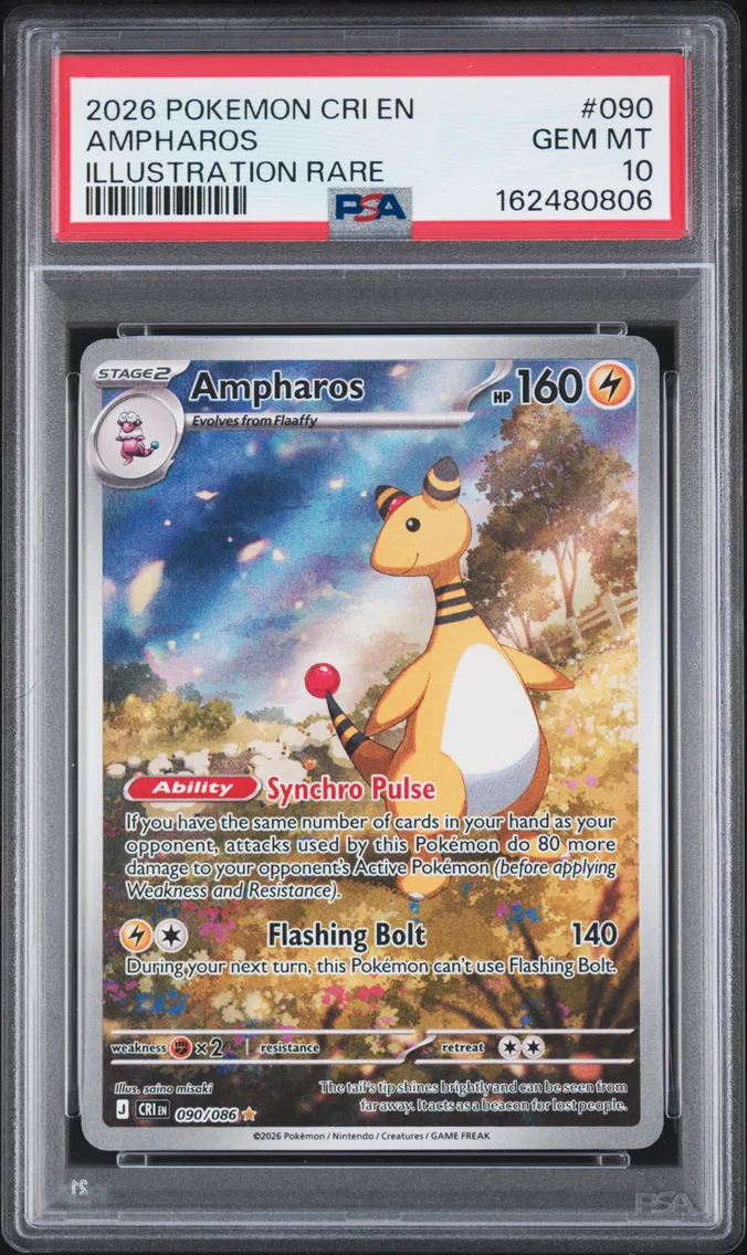 2026 #090 Ampharos PSA 10 Cri EN-Chaos Rising