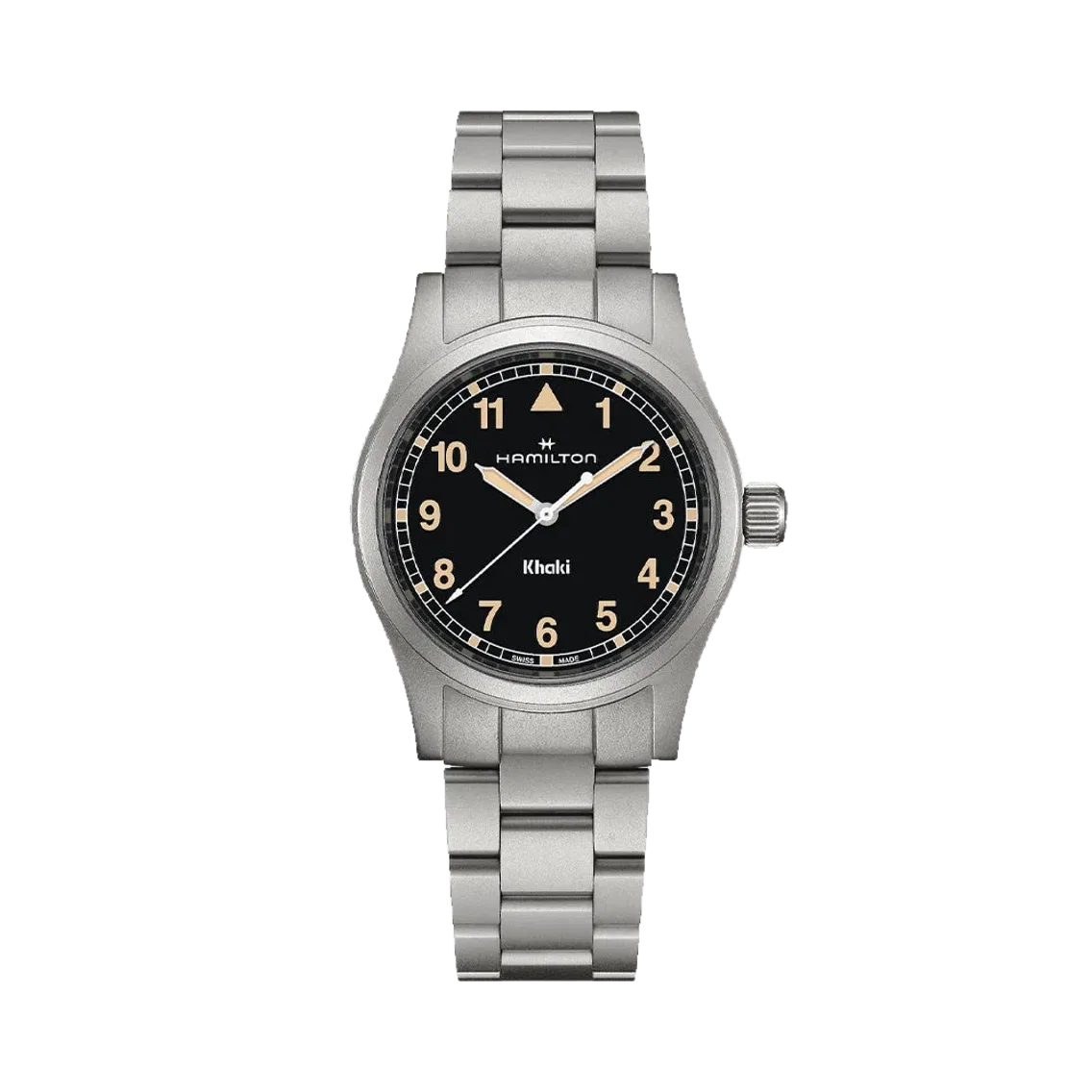 Hamilton Khaki Field Quartz 38mm - Black w/ Yellow/gold Numerals on Bracelet