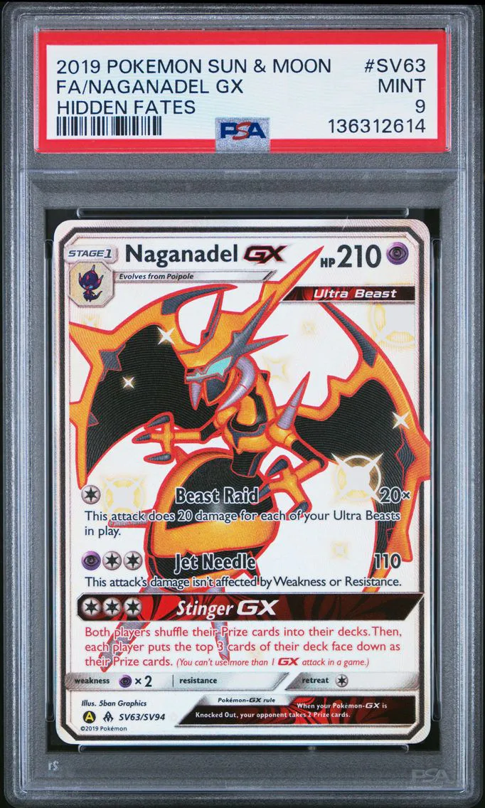 2019 #SV63 Full Art/Naganadel GX PSA 9 Sun & Moon Hidden Fates
