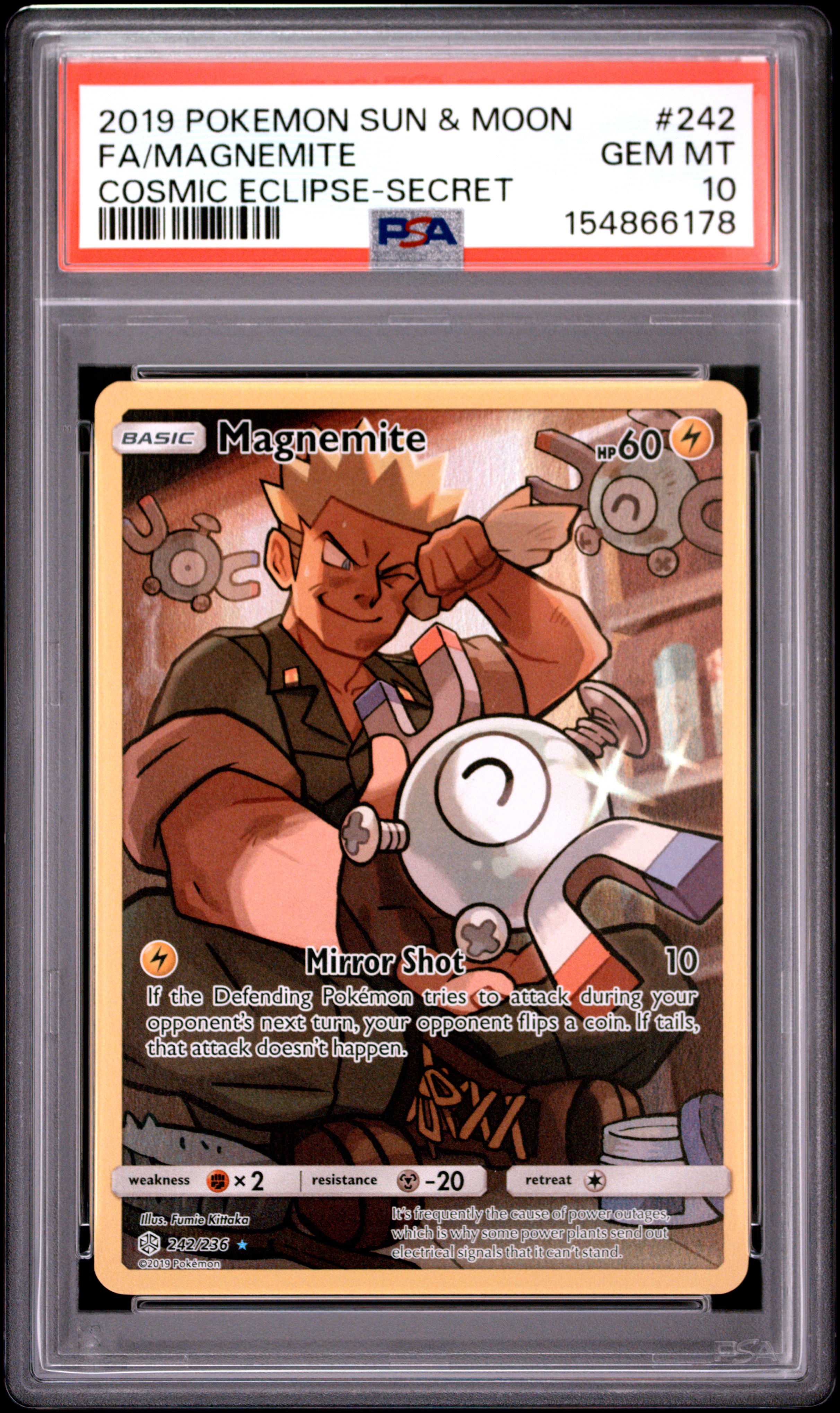 2019 #242 Full Art/Magnemite PSA 10 Sun & Moon Cosmic Eclipse