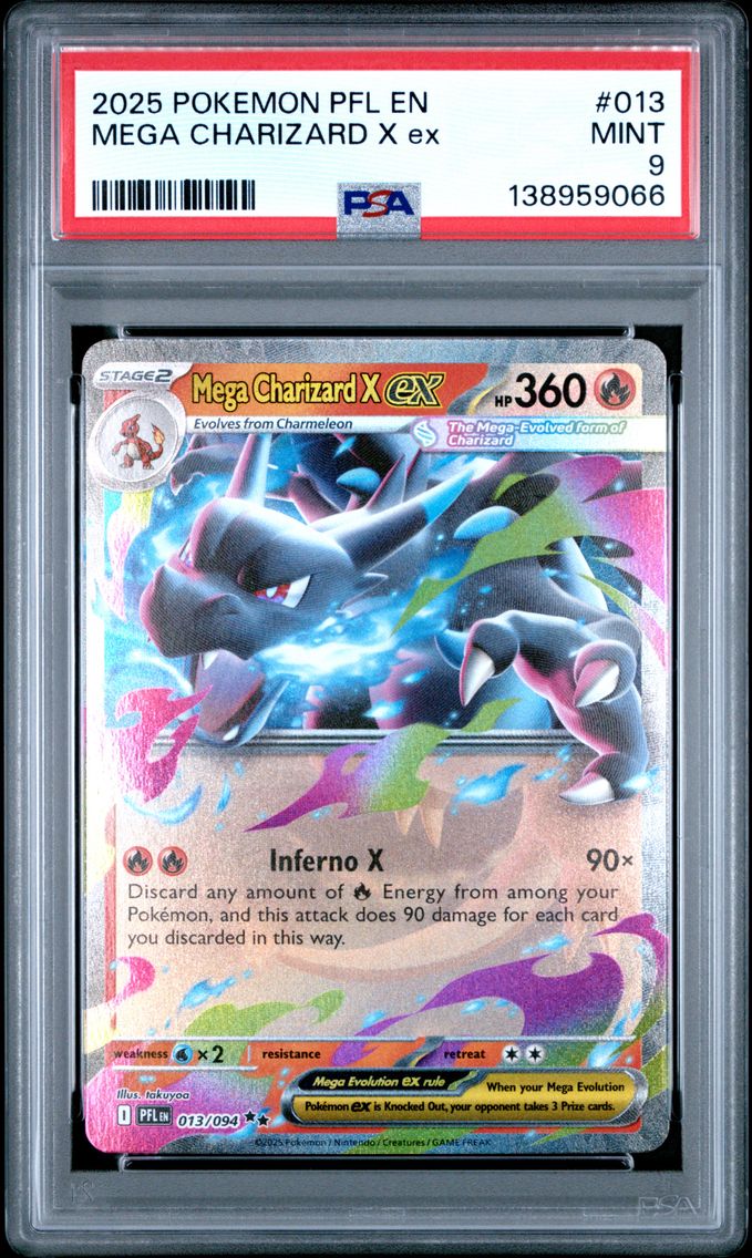 2025 #013 Mega Charizard X EX PSA 9 Pfl EN-Phantasmal Flames Pokemon