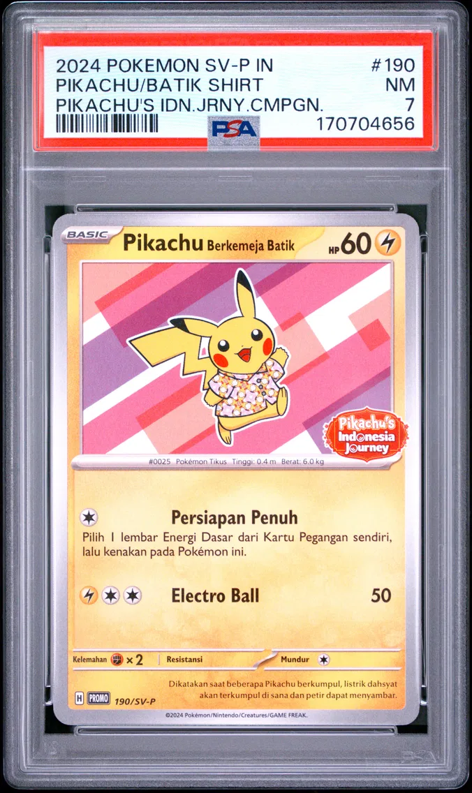 2024 #190 Pikachu in Batik Shirt PSA 7 Indonesian SV-P Promo