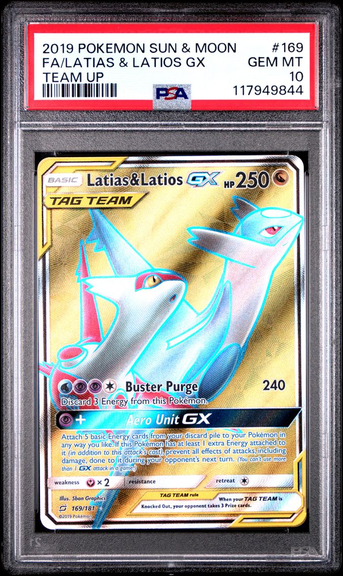 2019 #169 Full Art/Latias & Latios GX PSA 10 Sun & Moon Team Up