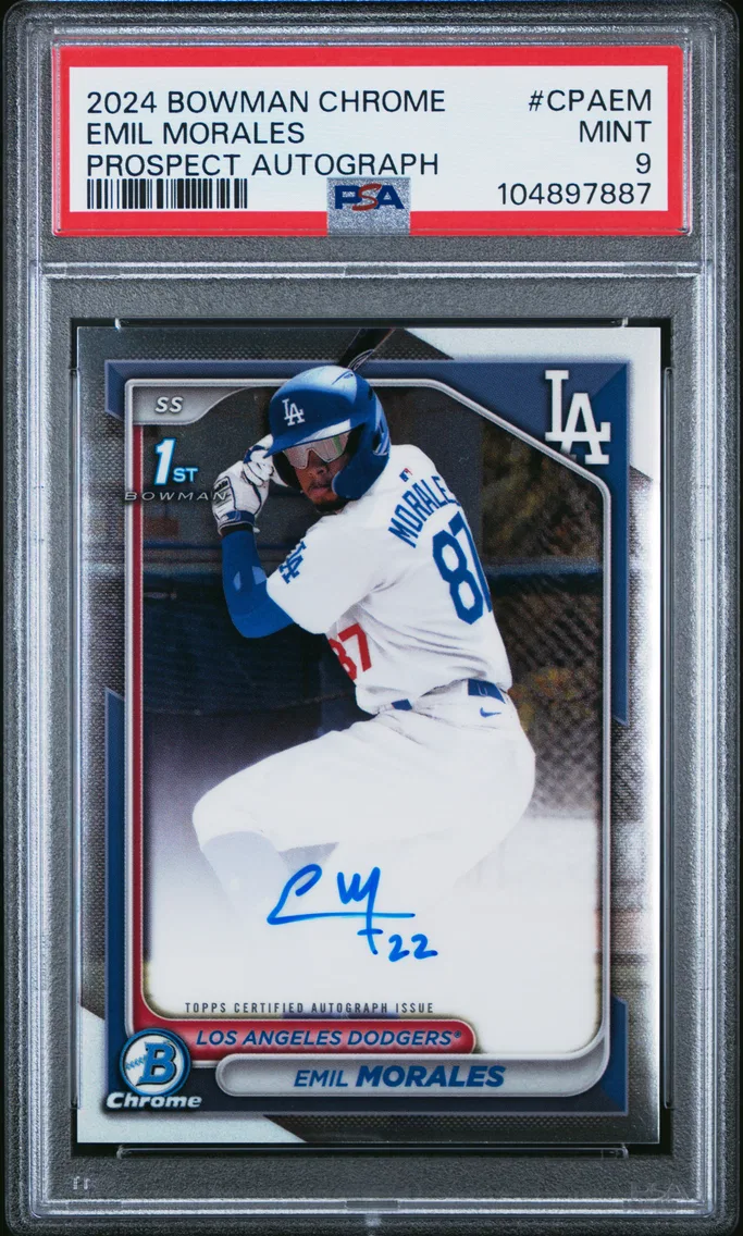 2024 #CPAEM Emil Morales PSA 9 Bowman Chrome Prospect Autographs