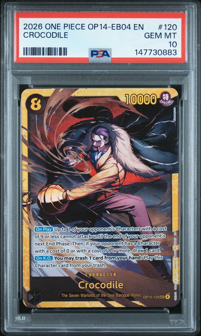 2026 #120 Crocodile PSA 10 One Piece OP14-EB04-the Azure Sea's Seven