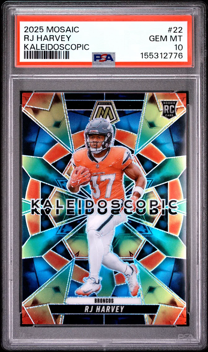 2025 #22 RJ Harvey PSA 10 Panini Mosaic Kaleidoscopic