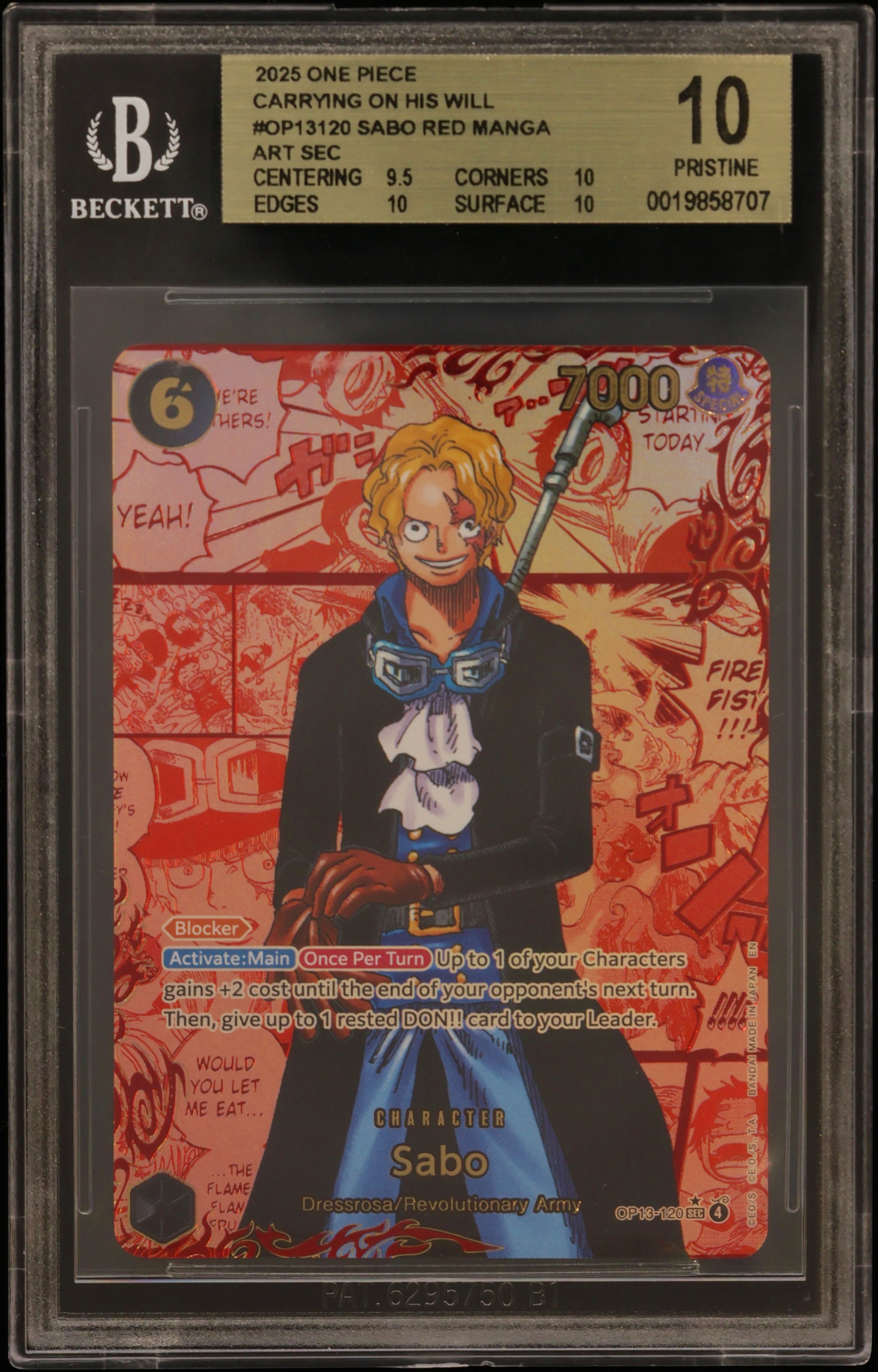 2025 #OP13120 Sabo RED MANGA ART SEC BGS 10 One Piece Card Game Carrying on His Will
