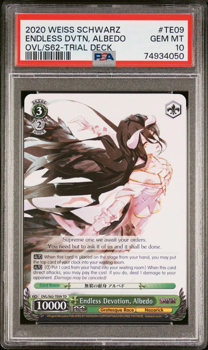 2020 #TE09 Endless Devotion, Albedo PSA 10 Weiss Schwarz Nazarick: Tomb of the Undead