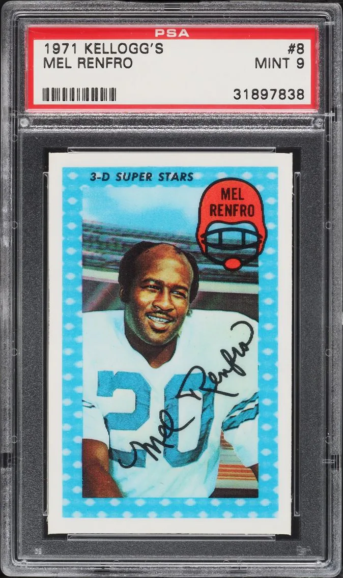 1971 #8 Mel Renfro PSA 9 Kellogg's Football