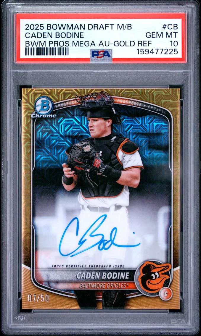 2025 #CB Caden Bodine PSA 10 Bowman Draft Mega Box Bowman Prospect Mega Autographs