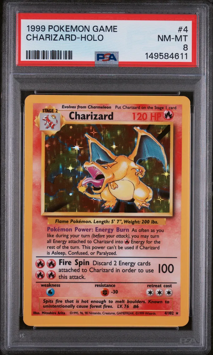 1999 #4 Charizard-Holo PSA 8 Gam