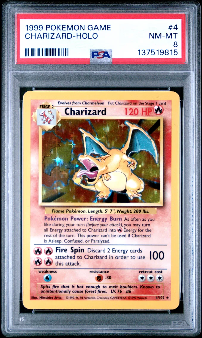 1999 Pokemon Game CHARIZARD-HOLO Game #4 PSA 8