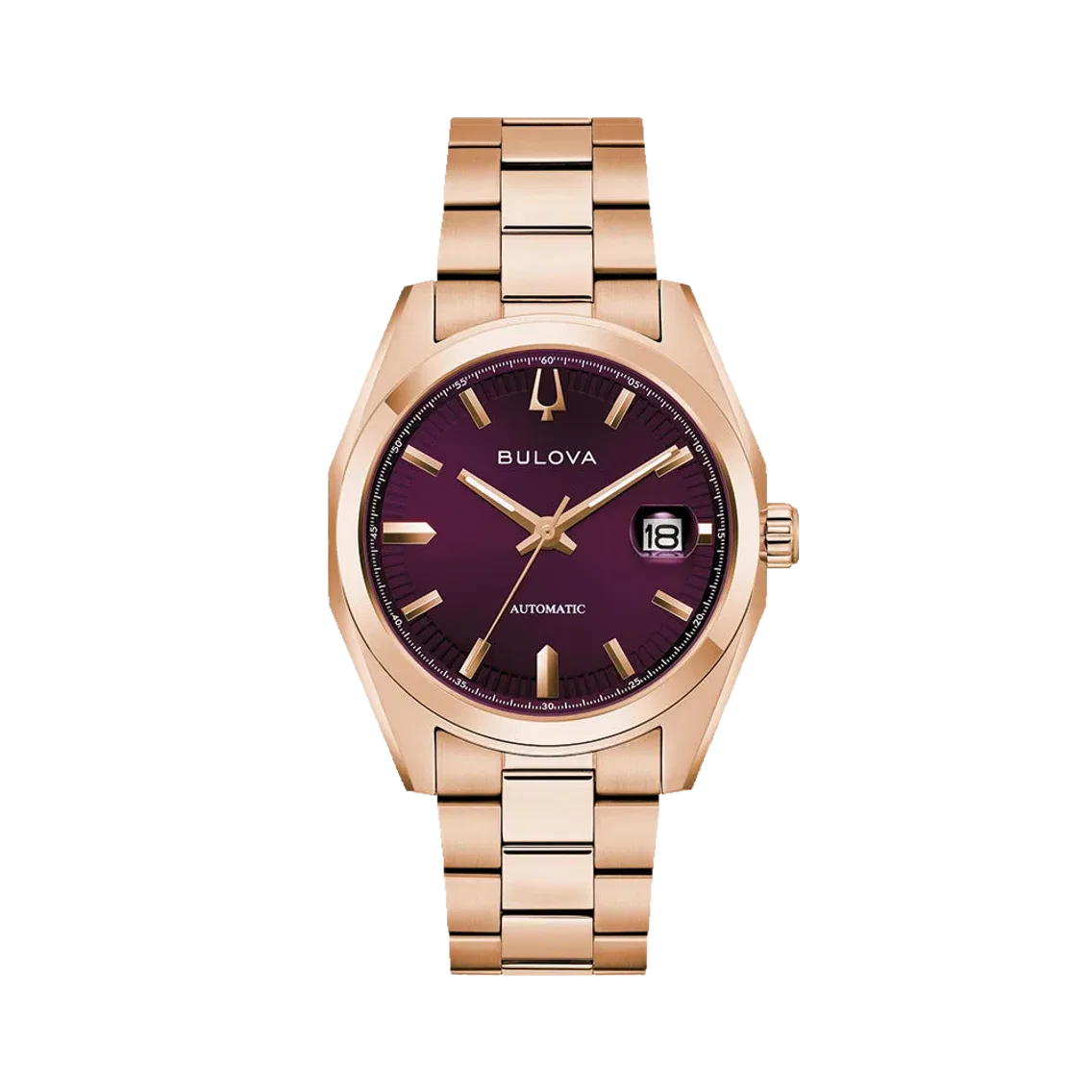 Bulova Classic Surveyor Automatic Rose Gold 39mm - Aubergine Purple on Bracelet