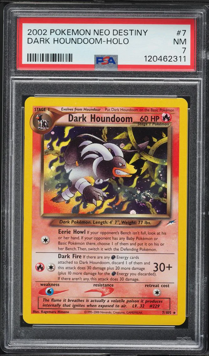 2002 Pokemon Neo Destiny Dark Houndoom-Holo Neo Destiny #7 PSA 7