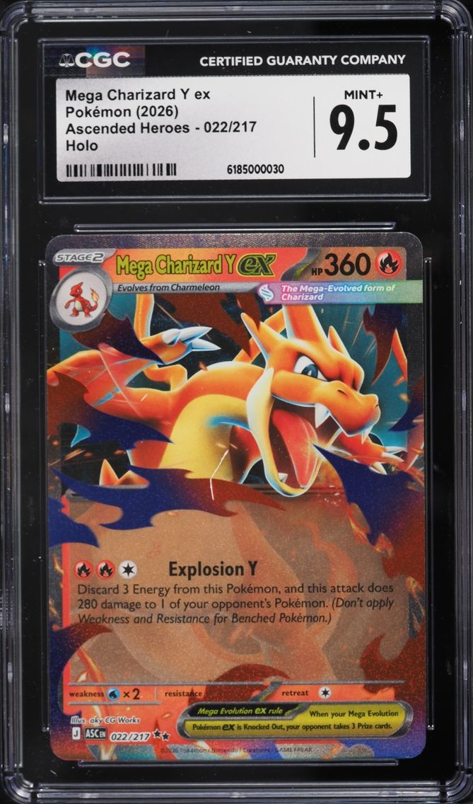 2026 #22 Mega Charizard Y EX CGC 9.5 Pokemon Mega Evolution Ascended Heroes Holo
