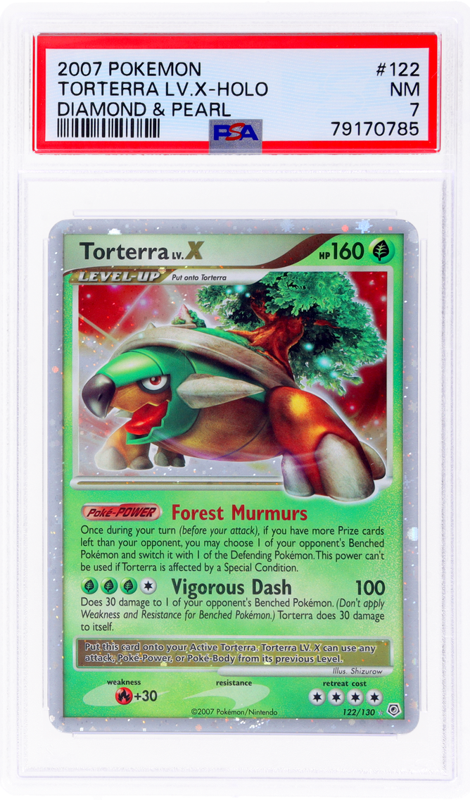 2007 #122 DIAMOND AND PEARL HOLO LEVEL X TORTERRA PSA 7 POKEMON