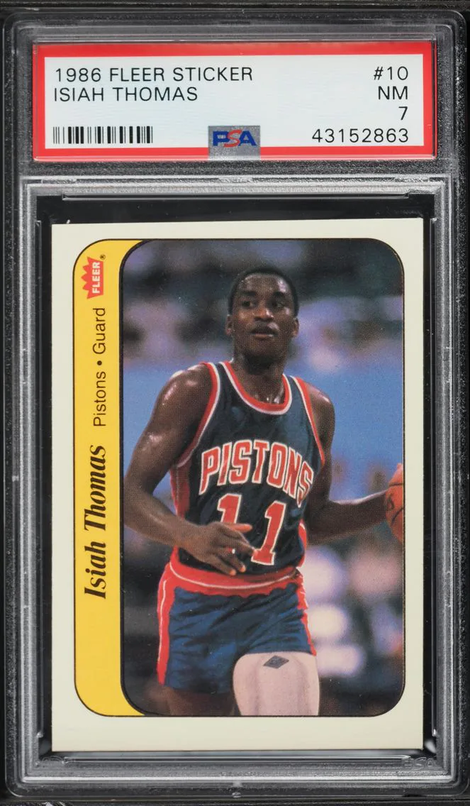 1986 #10 Isiah Thomas PSA 7 Fleer Sticker Basketball
