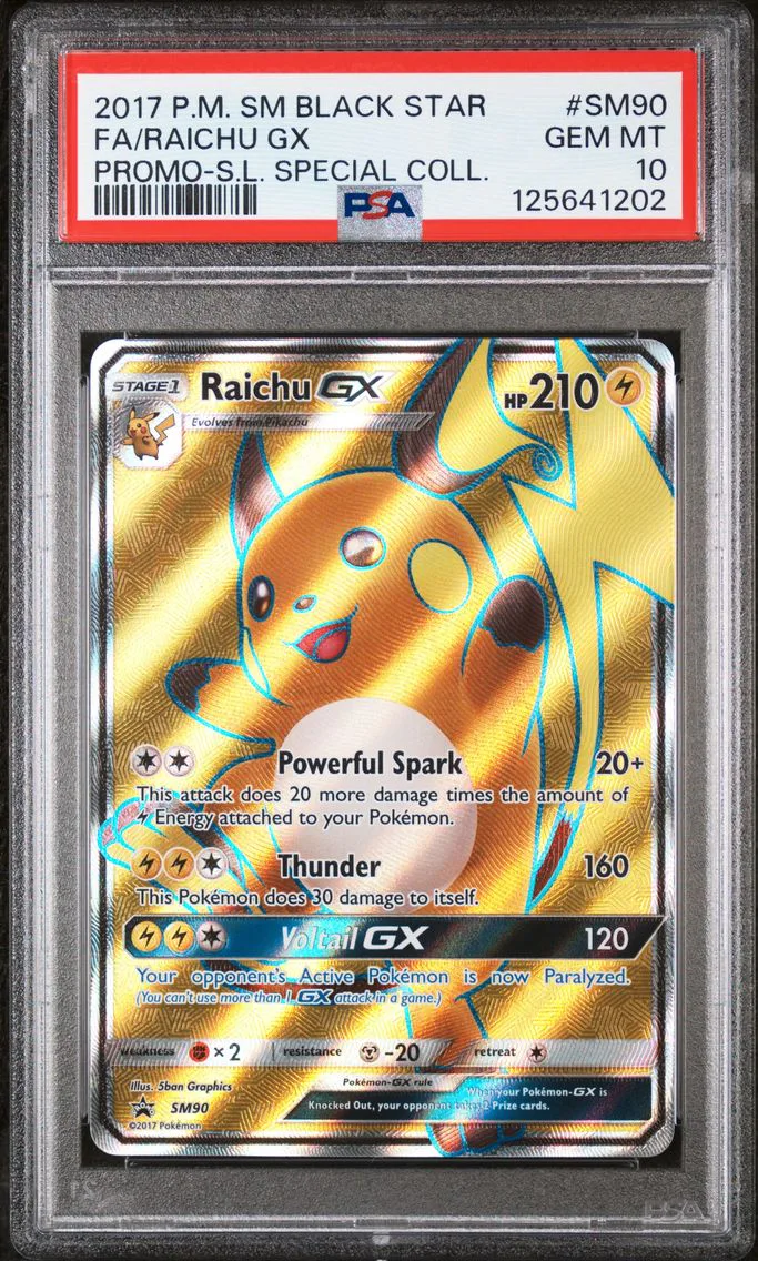 2017 #SM90 Full Art/Raichu GX PSA 10 SM Black Star Promo Pokemon